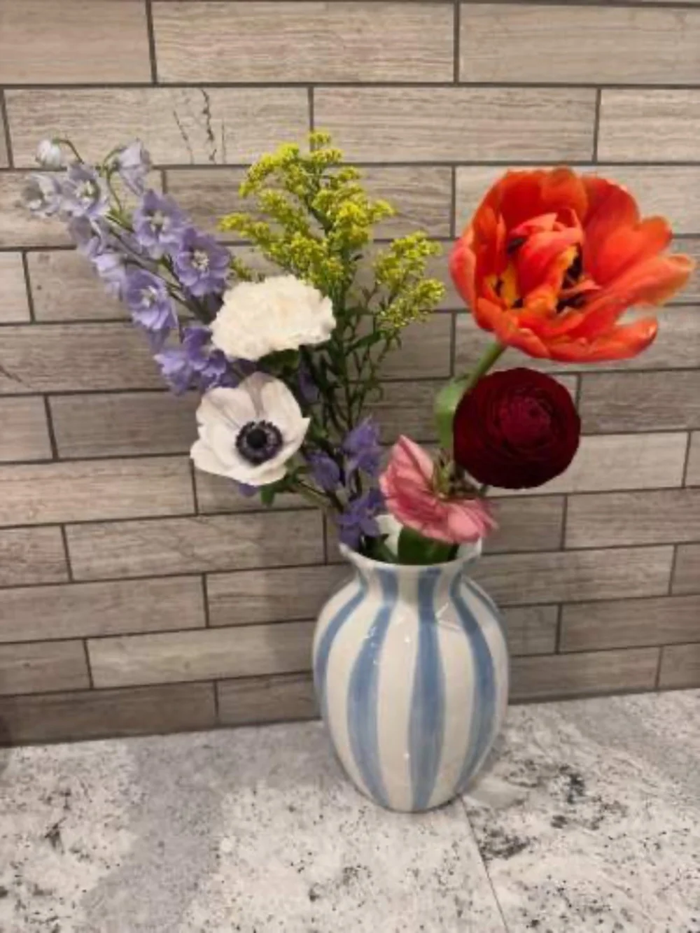 Tall Ceramic Vase Blue/White Stripe - Room Essentials